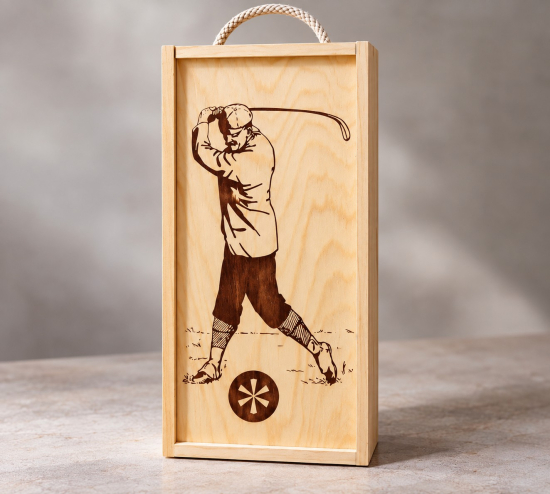 2er Wein-Holzkiste „Golf“ – Geschenkbox für 2 Flaschen